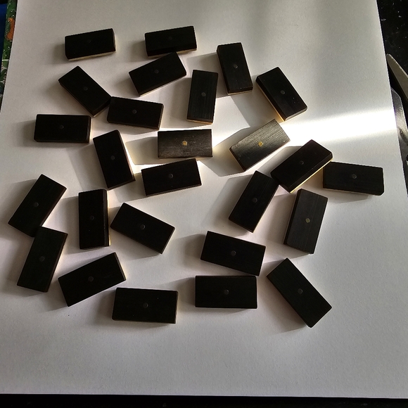 Vintage Domino bone and ebony antique game brass pin 21 dominoes dominos - Picture 6 of 16